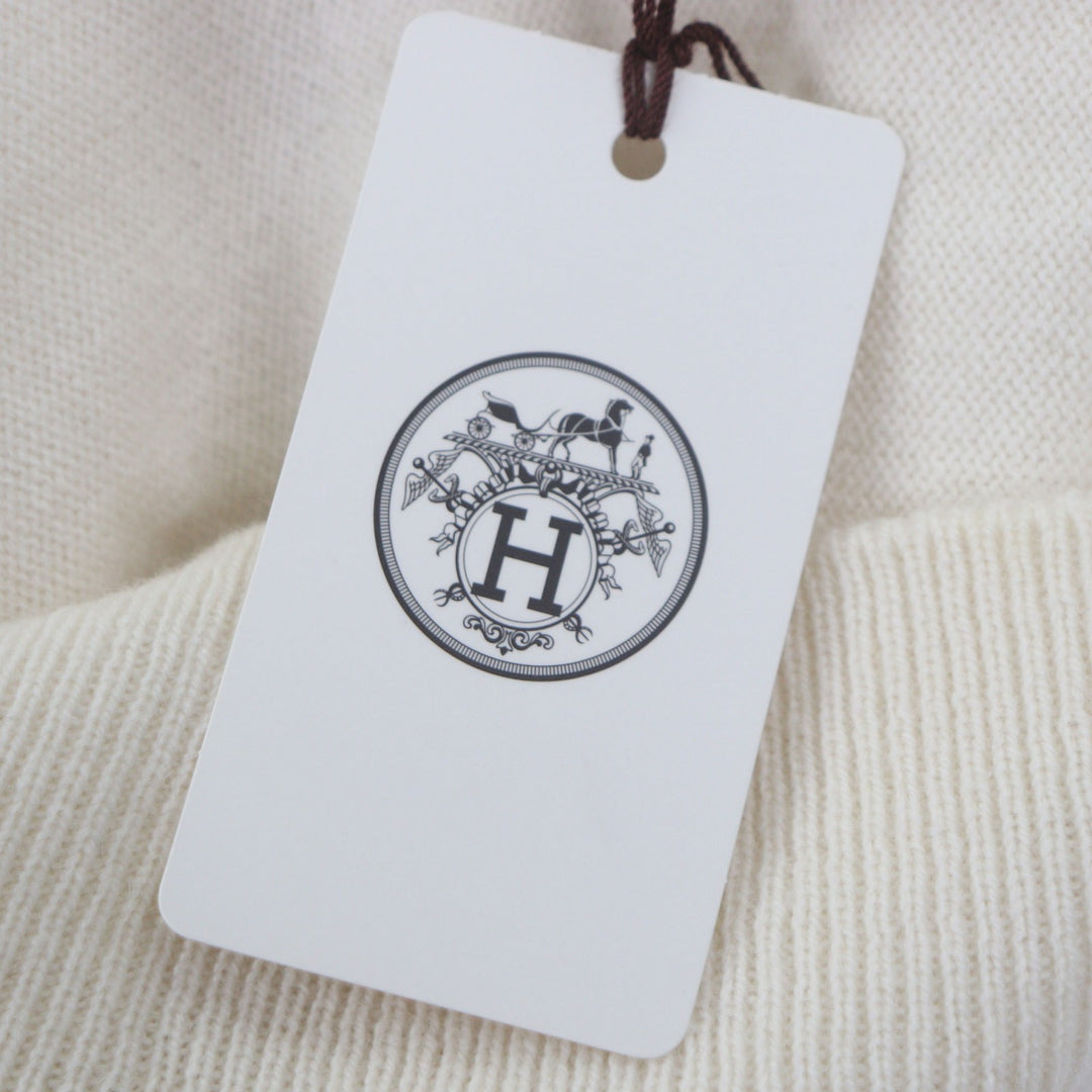 未使用品▼HERMES エルメス 22SS カシミヤ100% フラワー クルーネック プルオーバー ニットセーター アイボリー S 伊製 正規品 メンズ