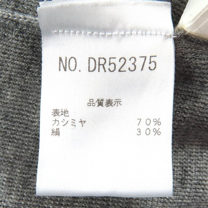 美品△Brunello Cucinelli ブルネロクチネリ カシミヤ シルク モニーレ装飾 Vネック 長袖 ロング ニット カーディガン グレー L 正規品