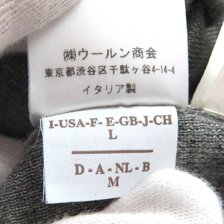 美品△Brunello Cucinelli ブルネロクチネリ カシミヤ シルク モニーレ装飾 Vネック 長袖 ロング ニット カーディガン グレー L 正規品