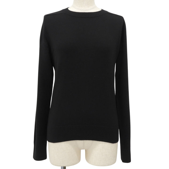 美品▲SAINT LAURENT PARIS サンローランパリ 603085 カシミヤ100％ クルーネック 長袖 ニット ブラック S イタリア製 正規品 レディース