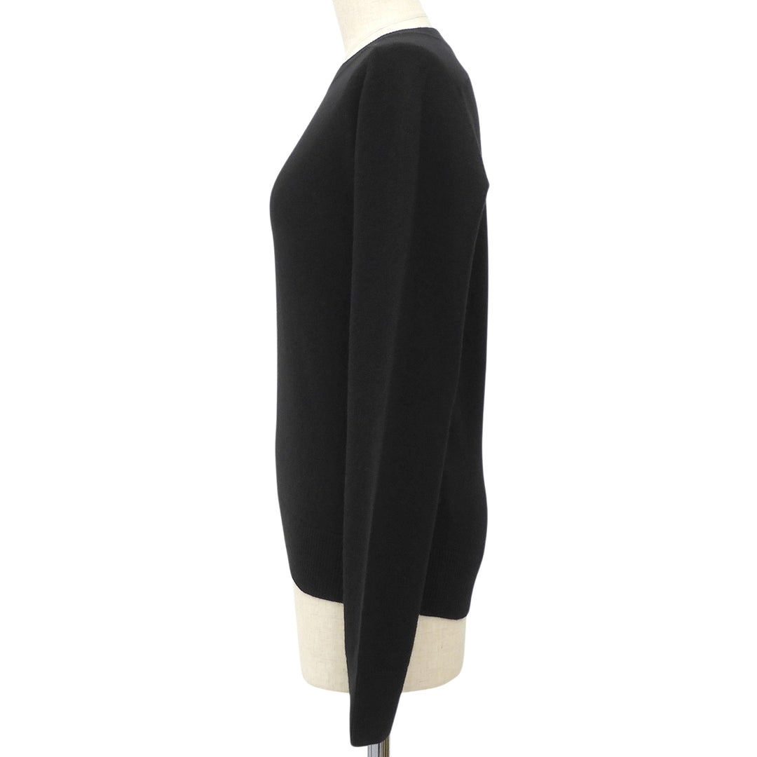 美品▲SAINT LAURENT PARIS サンローランパリ 603085 カシミヤ100％ クルーネック 長袖 ニット ブラック S イタリア製 正規品 レディース
