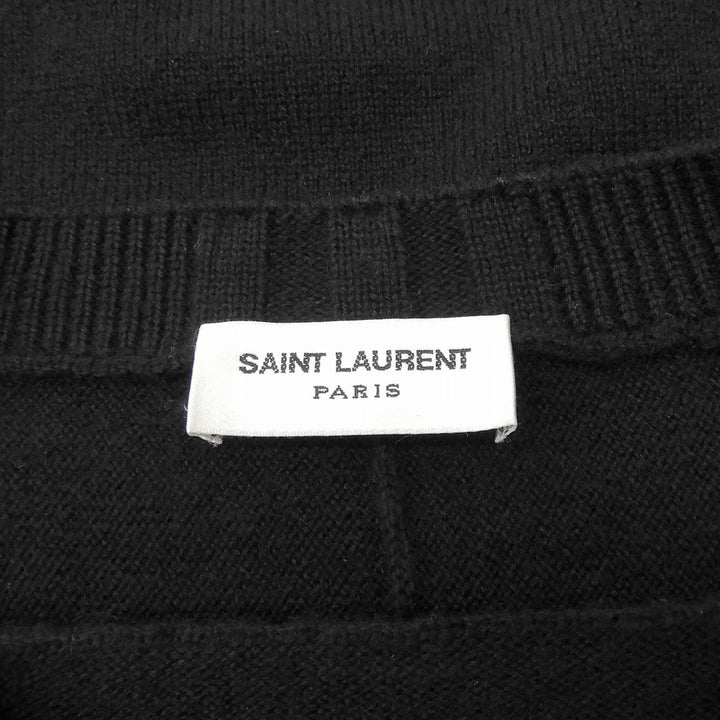 美品▲SAINT LAURENT PARIS サンローランパリ 603085 カシミヤ100％ クルーネック 長袖 ニット ブラック S イタリア製 正規品 レディース