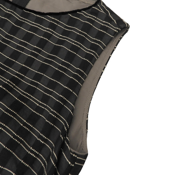 極美品▲FOXEY フォクシー 42958 Dress Prologue ウール シルク混 ノースリーブ ワンピース ブラック ホワイト 38 日本製 レディース