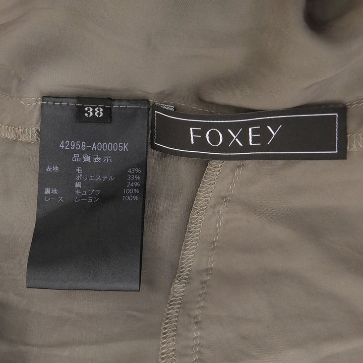 極美品▲FOXEY フォクシー 42958 Dress Prologue ウール シルク混 ノースリーブ ワンピース ブラック ホワイト 38 日本製 レディース