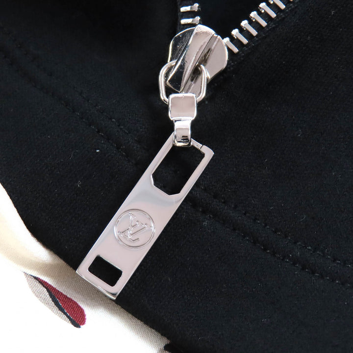 美品△LOUIS VUITTON ルイヴィトン シルク混 モノグラムフラワー ドット柄 バックジップ ミニ フレアスカート アイボリー 黒 XS 正規品