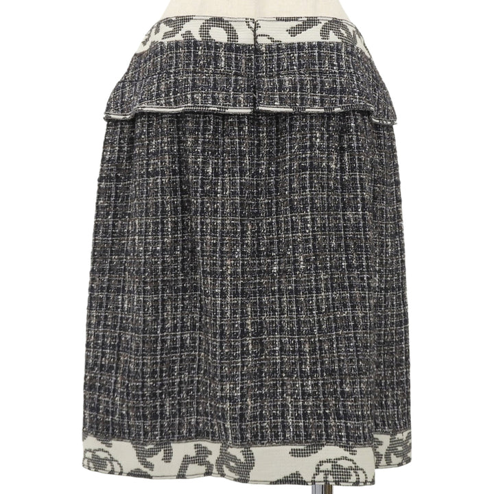 未使用品▲CHANEL シャネル 06P P28601 コットン ウール ココマーク金具付き ツイードスカート ネイビー 42 フランス製 レディース
