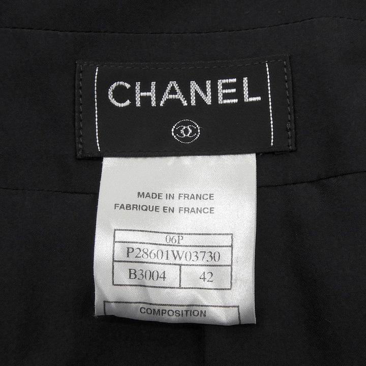 未使用品▲CHANEL シャネル 06P P28601 コットン ウール ココマーク金具付き ツイードスカート ネイビー 42 フランス製 レディース