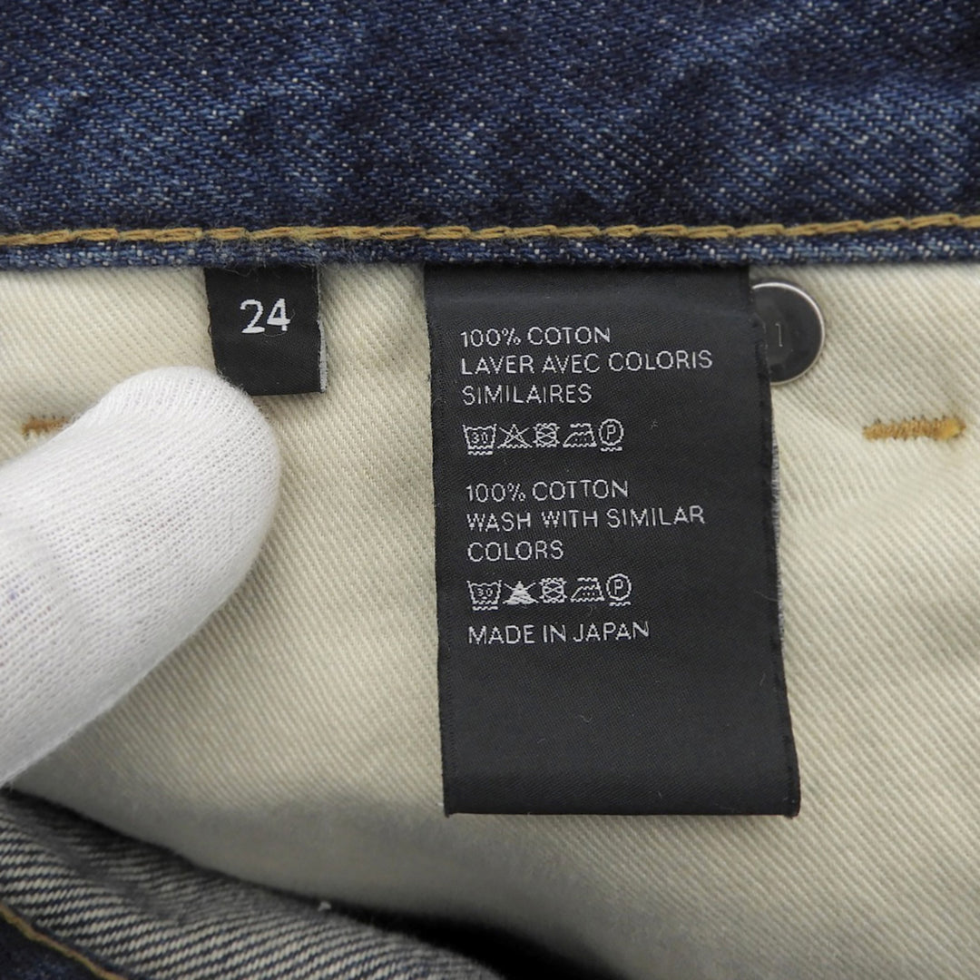 美品▲CELINE セリーヌ 2N206365M コットン100％ スリムフィット ジップフライ デニムパンツ インディゴ 24 日本製 正規品 レディース