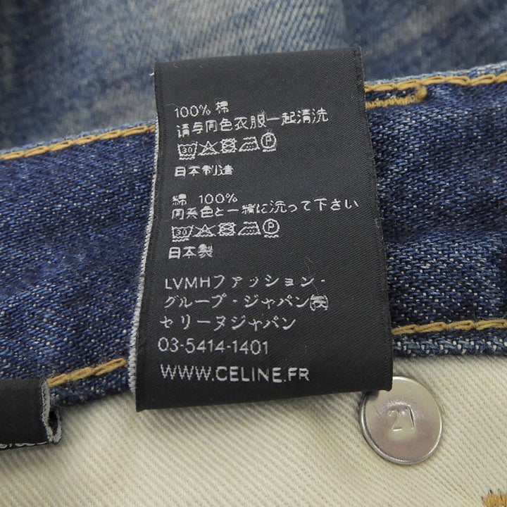 美品▲CELINE セリーヌ 2N206365M コットン100％ スリムフィット ジップフライ デニムパンツ インディゴ 24 日本製 正規品 レディース