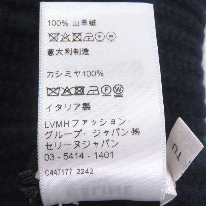 未使用品□CELINE セリーヌ 2AG83207O カシミヤ100％ ロゴ刺繍 エンブロイダリー ビーニー ニットキャップ ネイビー イタリア製 正規品