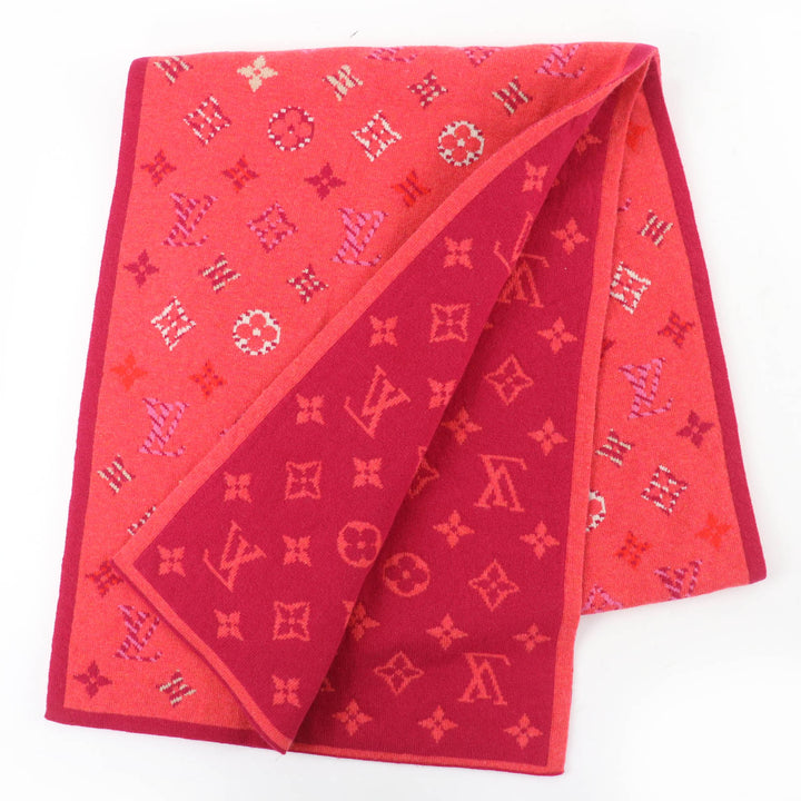 美品☆LOUIS VUITTON ルイヴィトン 2018年製 M70876 エシャルプ ポップ モノグラム ウール カシミヤ ニット マフラー 正規品 レディース