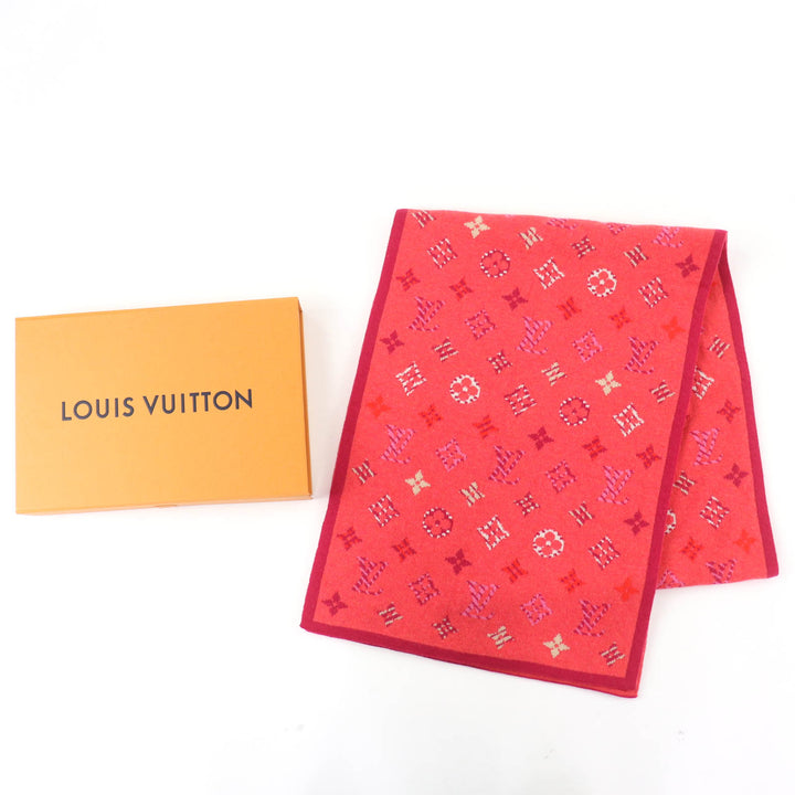 美品☆LOUIS VUITTON ルイヴィトン 2018年製 M70876 エシャルプ ポップ モノグラム ウール カシミヤ ニット マフラー 正規品 レディース