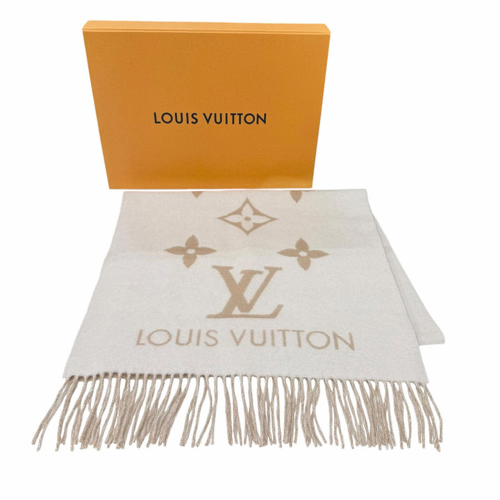 美品★LOUIS VUITTON ルイヴィトン 2025年製 M78123 マフラー･レイキャビック カシミヤ100％ 現行品 ロゴデザイン 大判 マフラー 箱付