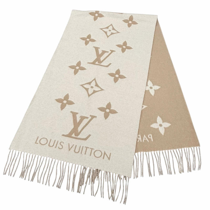 美品★LOUIS VUITTON ルイヴィトン 2025年製 M78123 マフラー･レイキャビック カシミヤ100％ 現行品 ロゴデザイン 大判 マフラー 箱付