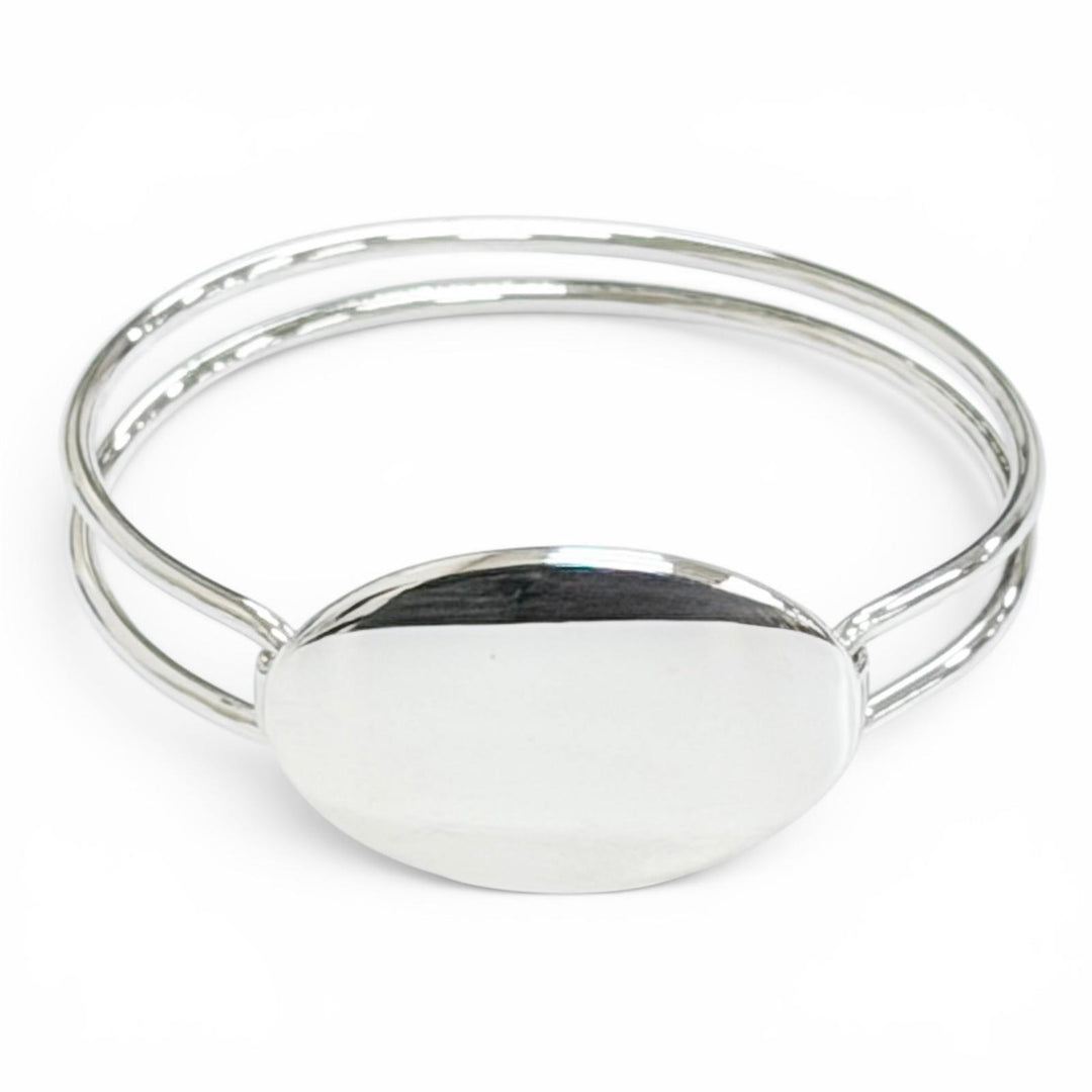 極美品△TIFFANY&amp;Co. ティファニー ヴィンテージ オーバル ID バングル ブレスレット アクセサリー 925 シルバー 重量32.1g 箱付き
