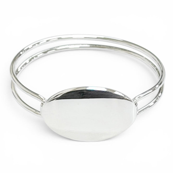 極美品△TIFFANY&amp;Co. ティファニー ヴィンテージ オーバル ID バングル ブレスレット アクセサリー 925 シルバー 重量32.1g 箱付き
