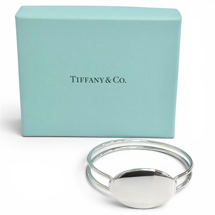 極美品△TIFFANY&amp;Co. ティファニー ヴィンテージ オーバル ID バングル ブレスレット アクセサリー 925 シルバー 重量32.1g 箱付き