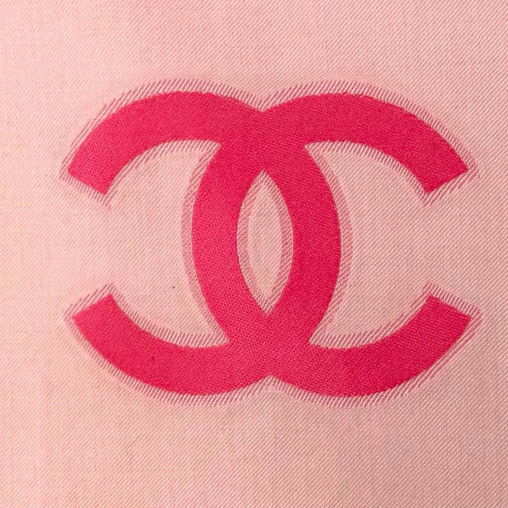 極美品★CHANEL シャネル 23C カシミヤ シルク混 ココマーク フリンジ付 大判 ストール ショール ピンク イタリア製 レディース 箱付き