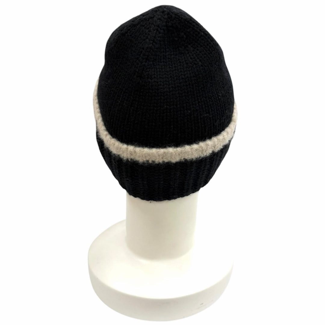 極美品★CHANEL シャネル ウール カシミヤ シルク混 ココマーク ニットキャップ ビーニー 帽子 ブラック ベージュ 正規品 レディース