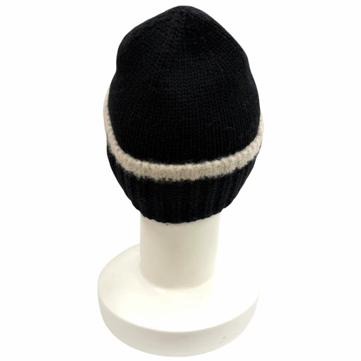 極美品★CHANEL シャネル ウール カシミヤ シルク混 ココマーク ニットキャップ ビーニー 帽子 ブラック ベージュ 正規品 レディース