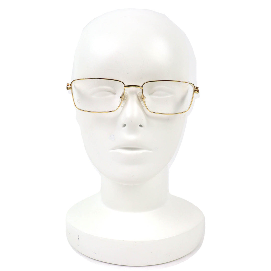 極美品△Cartier カルティエ CT0369O Cデコール スクエア メガネ 眼鏡 アイウェア ゴールド ブラウンデミ 54□18 デモレンズ 仏製 メンズ