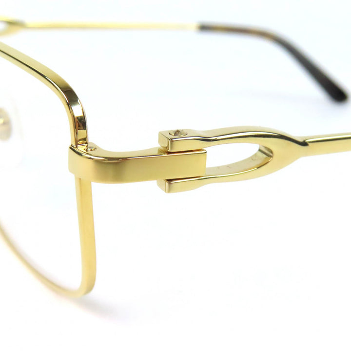 極美品△Cartier カルティエ CT0369O Cデコール スクエア メガネ 眼鏡 アイウェア ゴールド ブラウンデミ 54□18 デモレンズ 仏製 メンズ