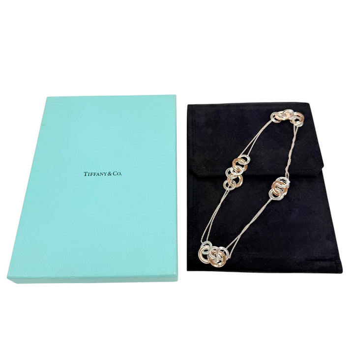美品◇TIFFANY&amp;Co. 1837 インターロッキング マルチ サークル ロングネックレス SV925 ルベドメタル シルバー ピンクゴールド 重量34.4g