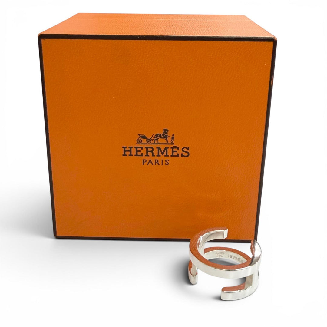 極美品△HERMES エルメス AG925 Hシンボル リング 指輪 アクセサリー シルバー 48 （JP8号） 重量6.9g レディース 大人気 オススメ◎