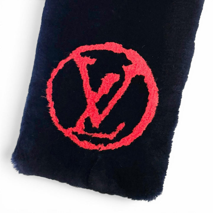 美品★LOUIS VUITTON ルイヴィトン M73024 ビーバー エシャルプシャーリングダーリン マフラー ネイビー レッド 正規品 箱・保存袋付き