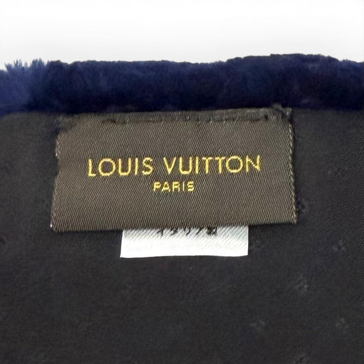 美品★LOUIS VUITTON ルイヴィトン M73024 ビーバー エシャルプシャーリングダーリン マフラー ネイビー レッド 正規品 箱・保存袋付き