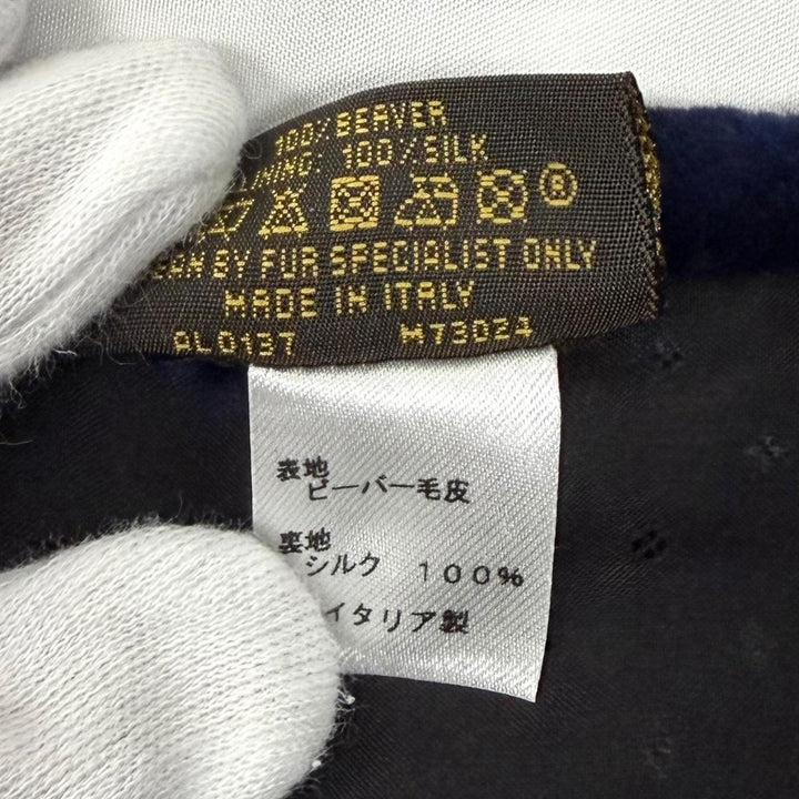 美品★LOUIS VUITTON ルイヴィトン M73024 ビーバー エシャルプシャーリングダーリン マフラー ネイビー レッド 正規品 箱・保存袋付き