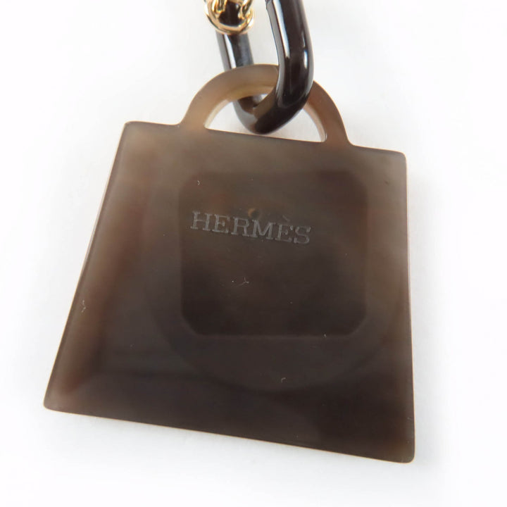 極美品☆HERMES エルメス マロキニエGM フュージョンケリー バッファローホーン ネックレス ゴールド オレンジ系 仏製 箱・保存袋付き