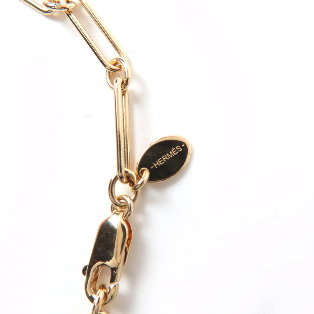 極美品☆HERMES エルメス マロキニエGM フュージョンケリー バッファローホーン ネックレス ゴールド オレンジ系 仏製 箱・保存袋付き