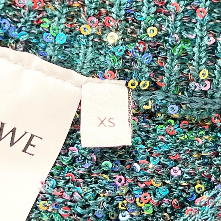 極美品▲LOEWE ロエベ S540Y17K23 スパンコール ペチコート付 ロング スカート グリーン XS イタリア製 正規品 レディース