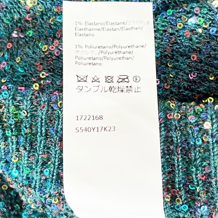 極美品▲LOEWE ロエベ S540Y17K23 スパンコール ペチコート付 ロング スカート グリーン XS イタリア製 正規品 レディース