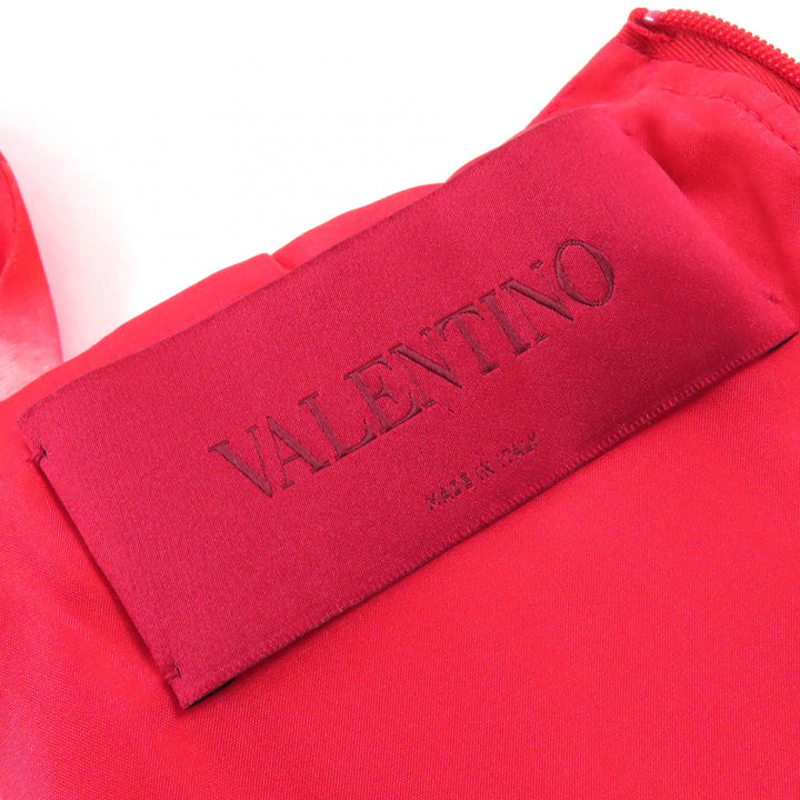 極美品△VALENTINO ヴァレンティノ JB3VA3J51YN LAMOUR ウール シルク ハートプリント 半袖 ミニドレス ワンピース レッド系 38 正規品
