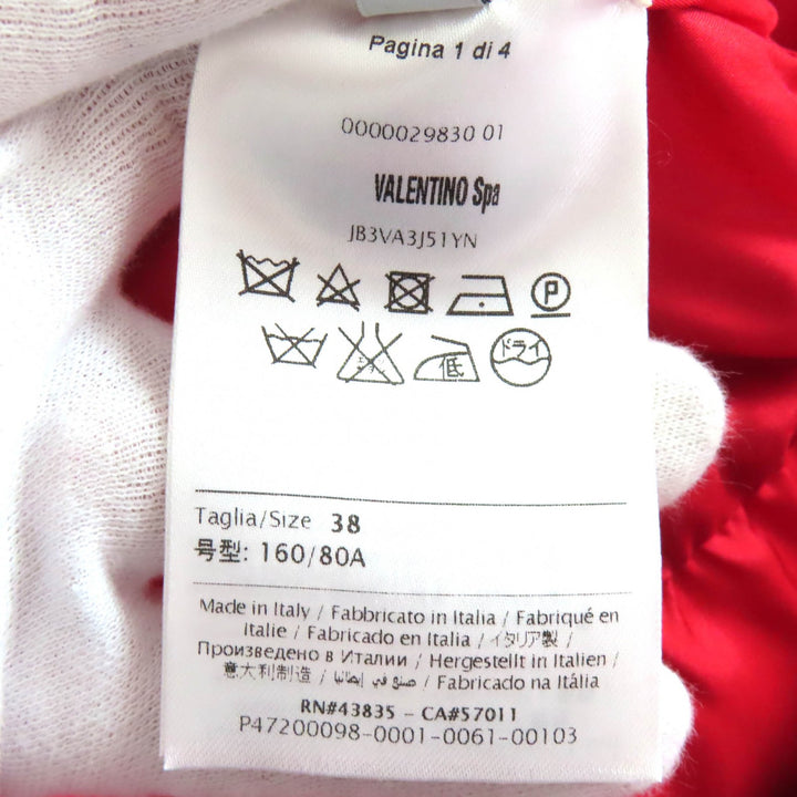 極美品△VALENTINO ヴァレンティノ JB3VA3J51YN LAMOUR ウール シルク ハートプリント 半袖 ミニドレス ワンピース レッド系 38 正規品