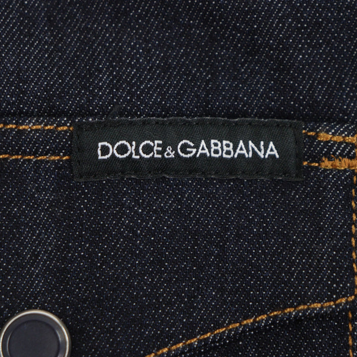 極美品▼DOLCE&amp;GABBANA ドルチェ＆ガッバーナ G5GB1D 黒タグ ロングスリーブ デニム 長袖シャツ インディゴ アイスブルー 42 正規品