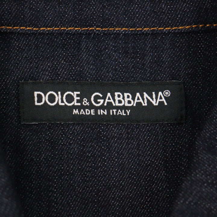 極美品▼DOLCE&amp;GABBANA ドルチェ＆ガッバーナ G5GB1D 黒タグ ロングスリーブ デニム 長袖シャツ インディゴ アイスブルー 42 正規品
