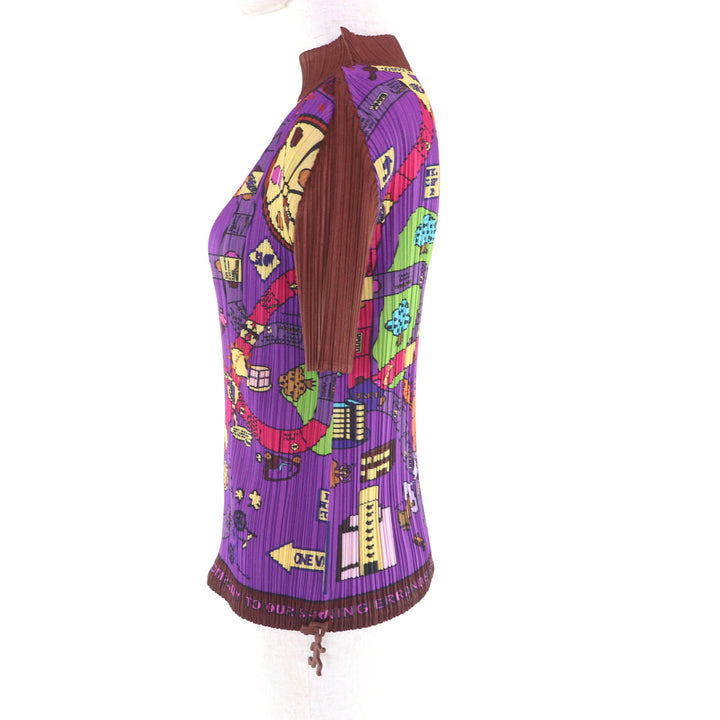 極美品★PLEATS PLEASE プリーツプリーズ イッセイミヤケ PP73-JK622 すごろく 総柄 半袖 ハイネック カットソー マルチ 3 日本製 正規品