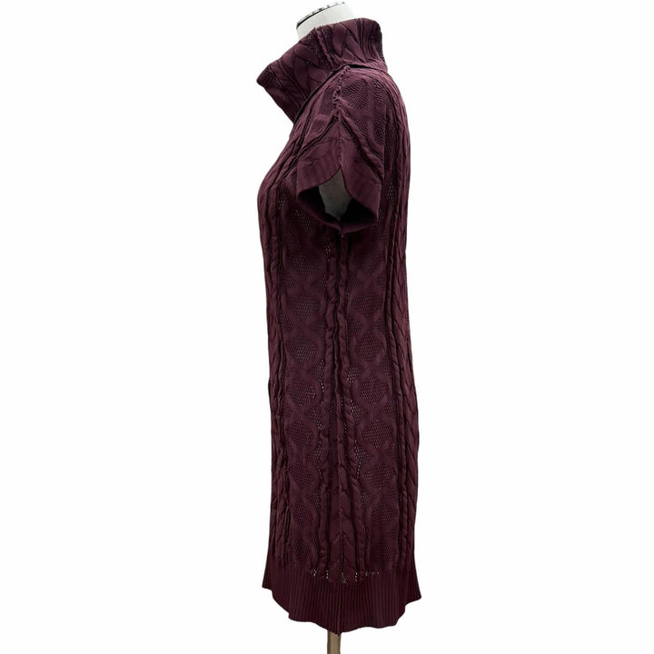 極美品◇PLEATS PLEASE プリーツプリーズ イッセイミヤケ PP94LK923 タートルネック ロング ケーブルニット ボルドー 3 日本製 正規品
