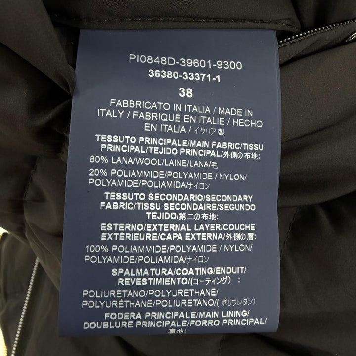 美品☆Herno ヘルノ PI0848D DIAGONAL WOOL AND NUAGE PARKA ウール切替 ダウンコート ブラック 38 イタリア製 正規品 レディース
