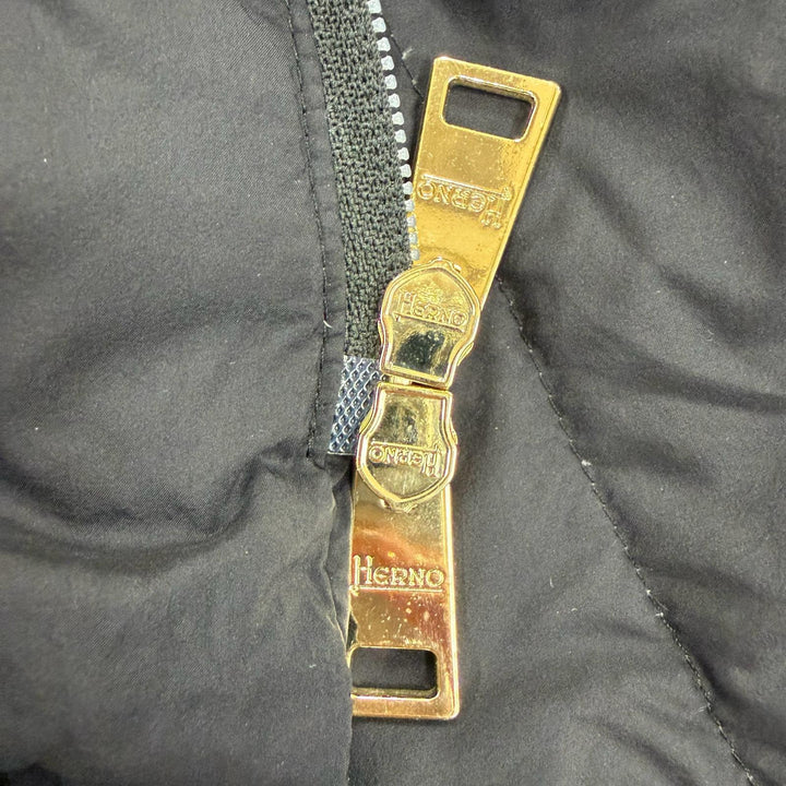 美品☆Herno ヘルノ PI0848D DIAGONAL WOOL AND NUAGE PARKA ウール切替 ダウンコート ブラック 38 イタリア製 正規品 レディース