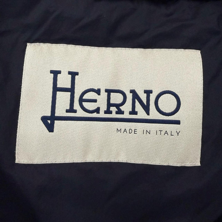 美品☆Herno ヘルノ PI0848D DIAGONAL WOOL AND NUAGE PARKA ウール切替 ダウンコート ブラック 38 イタリア製 正規品 レディース