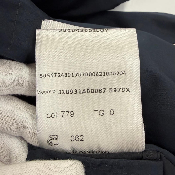 美品☆MONCLER モンクレール 2023年製 J10931A00087 ENET ロゴワッペン・フード付 ZIP UP ジャケット ネイビー 0 正規品 レディース
