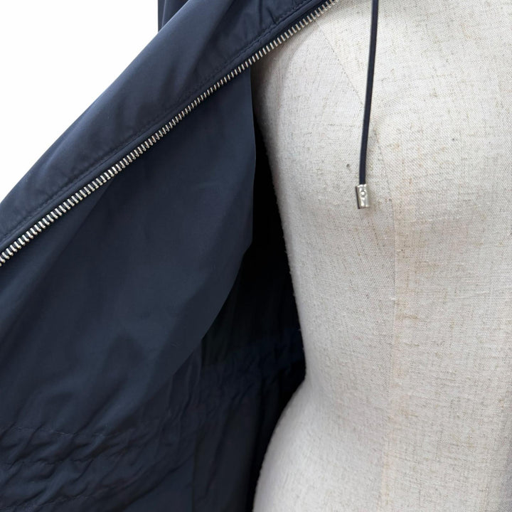 美品☆MONCLER モンクレール 2023年製 J10931A00087 ENET ロゴワッペン・フード付 ZIP UP ジャケット ネイビー 0 正規品 レディース