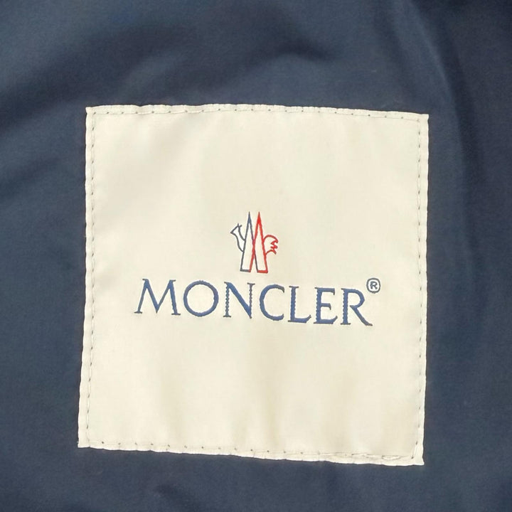 美品☆MONCLER モンクレール 2023年製 J10931A00087 ENET ロゴワッペン・フード付 ZIP UP ジャケット ネイビー 0 正規品 レディース