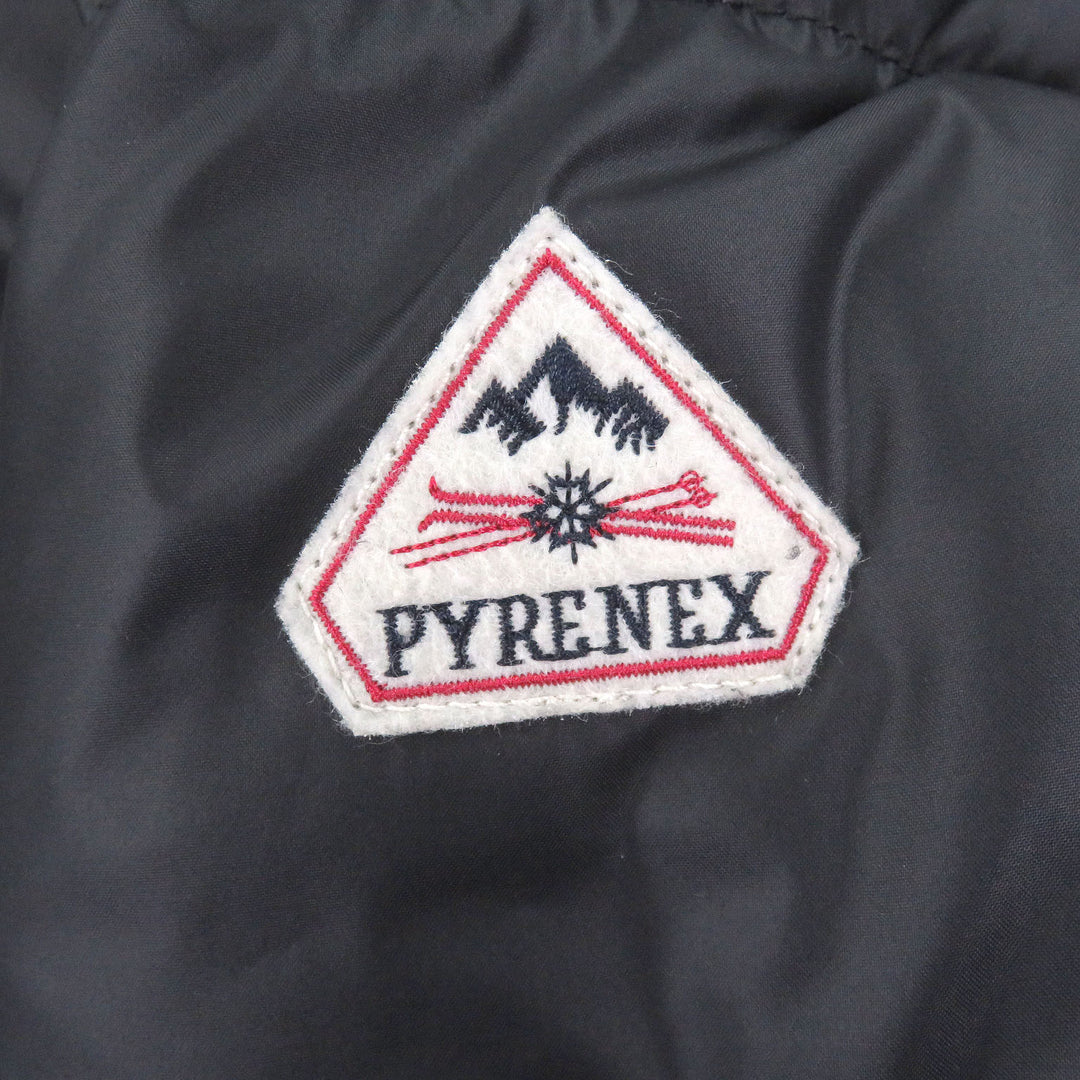 美品□Pyrenex ピレネックス CHALON ロゴワッペン フーデッド ダウンジャケット パファージャケット ブラック S ブルガリア製 正規品