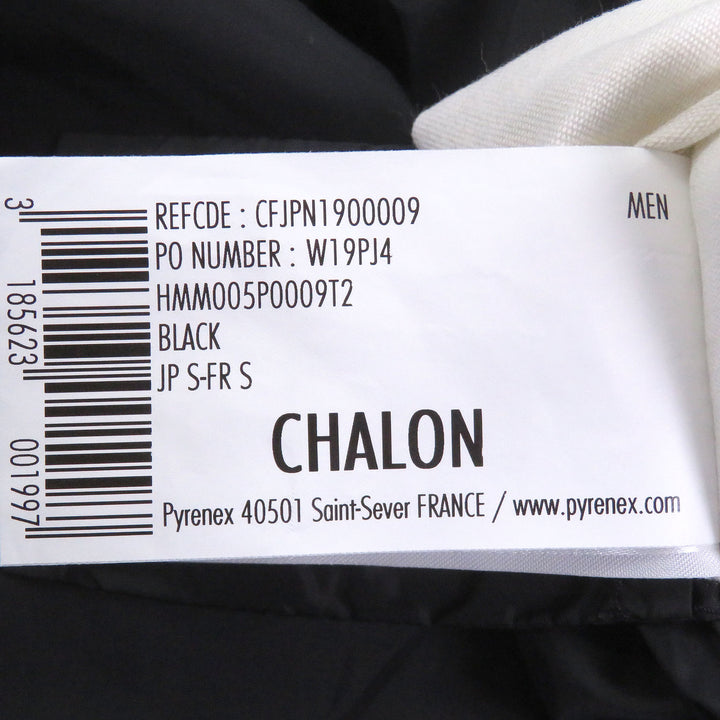 美品□Pyrenex ピレネックス CHALON ロゴワッペン フーデッド ダウンジャケット パファージャケット ブラック S ブルガリア製 正規品