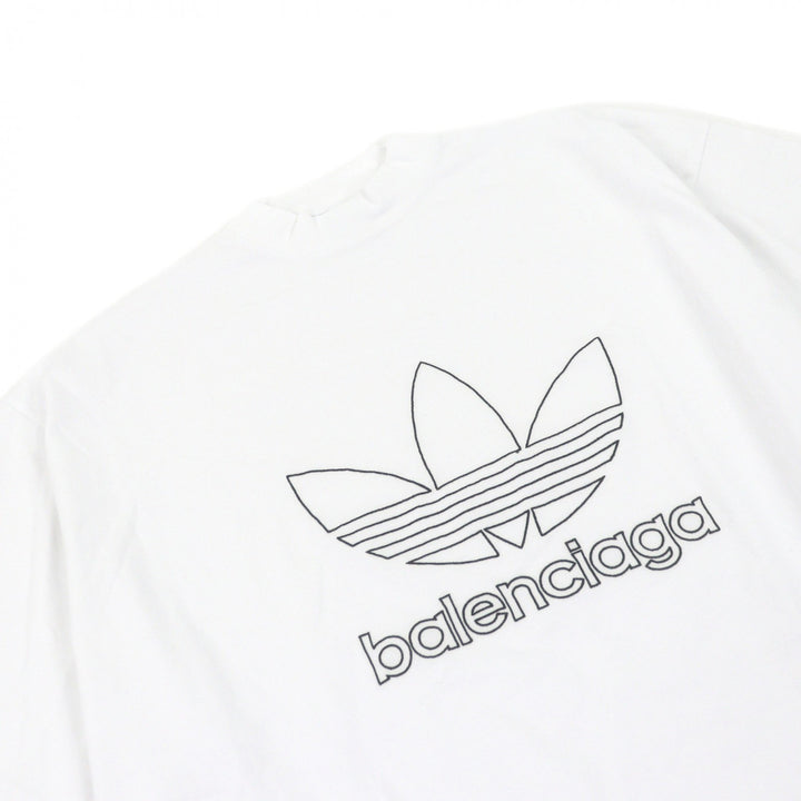 未使用品□BALENCIAGA adidas バレンシアガ アディダス 723976 トレフォイルロゴ刺繍 オーバーサイズ 半袖Ｔシャツ ホワイト 3 正規品